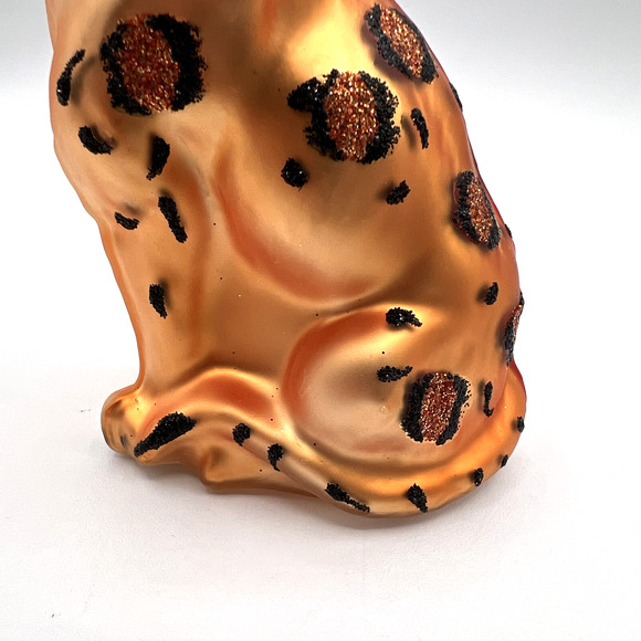 Cheetah Animal Glass and Glitter Christmas Ornament, 4.25" Tall EUC - Picture 4 of 10